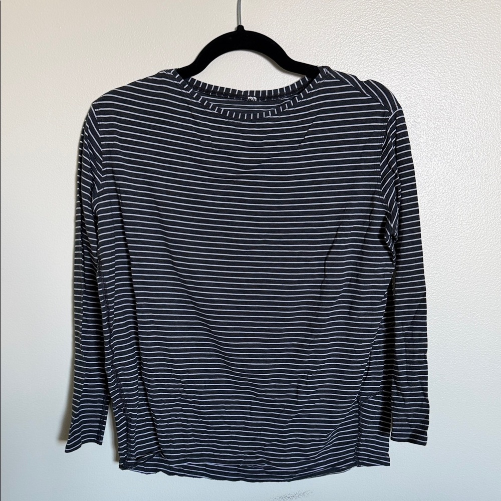 lululemon athletica grey and White Striped Long Sleeve Tee